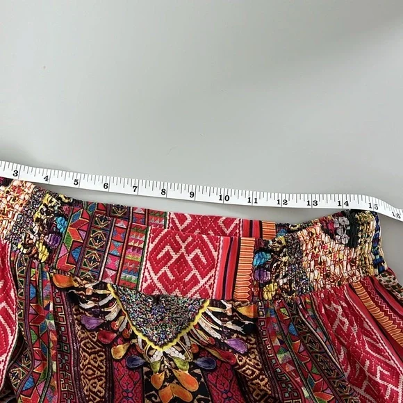 100% silk red Moda Baronessa Alhambra Medium resortwear pants